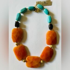 NWT Studio Barse sunstone Smokey Quartz and Turquoise Bold beaded Necklace